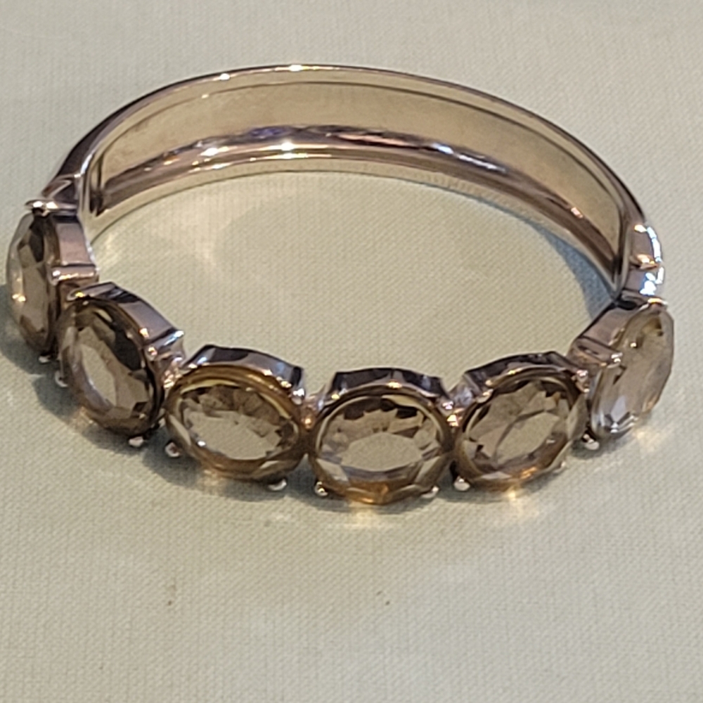 Statement Bangle Bracelet With Hinged Open, Big C… - image 1